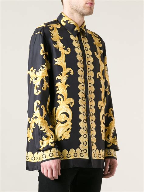 men's black versace shirt|Versace long sleeve shirt men.